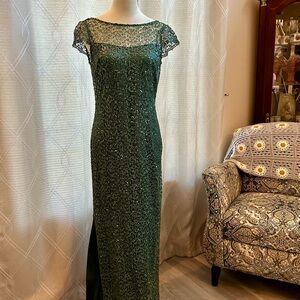 Kay Unger New York Sequined Mesh Maxi Dress